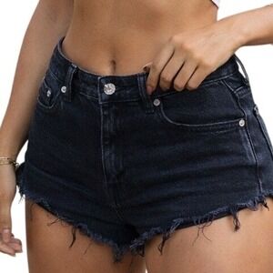 Levi Strauss 515 Upcycled Black Denim poom poom Shorts 14M‎ Raw Hem Daisy Dukes